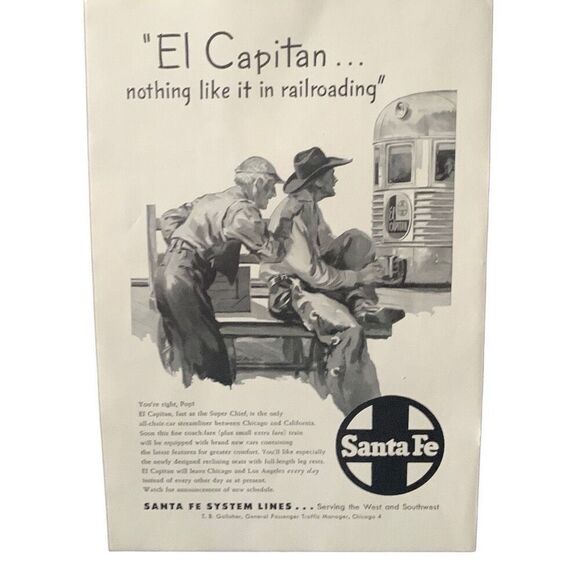 Vintage 1947 Santa Fe El Captain Ad Advertisement - Picture 4 of 4